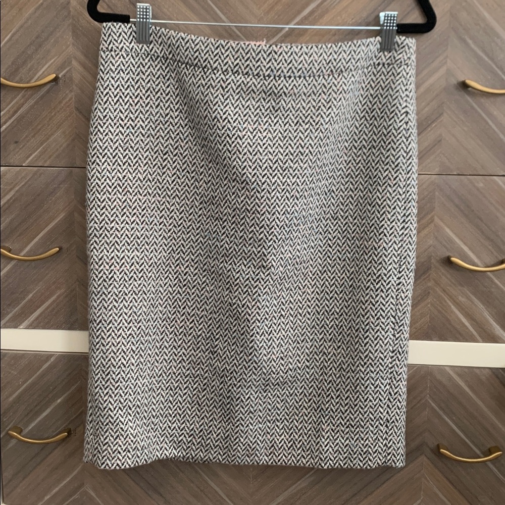 J. Crew Factory wool blend herringbone tweed mini skirt pink blue speckled SZ 8